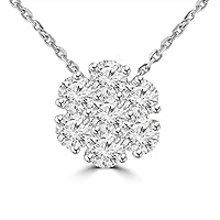 2.10 ct Ladies Round Cut Diamond Pendant/Necklace in 18 kt White Gold