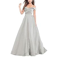 Women's A Line Strapless Prom Dress Long Drapped Satin Ball Gown