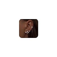 S925 Silver Vintage Rhinestone Star Jacket Earrings to Women, Shiny Bling Cz Stars Cluster Stud Earrings Delicate Star Ear Crawlers Earring for Teens Minimalist Star Earrings Jewelry Gift (CZ-White, Silver)