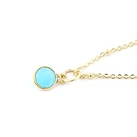 Guntaas Gems Genuine Sky Blue Chalcedony Round Charm Bezel Necklace Brass Gold Plated Adjustable Pendant Necklaces Everyday Wear Jewelry