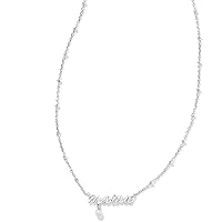 Kendra Scott Mama Script Short Pendant Necklace in White Pearl, Fashion Jewelry for Women