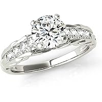 Moissanite Star Moissanite Ring Round 1.0 CT, Moissanite Engagement Ring/Moissanite Wedding Ring/Moissanite Bridal Ring Set, Sterling Silver Ring, Perfact Gifts, Jewelry