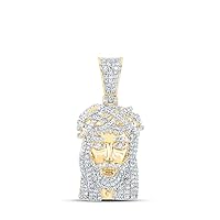 Jewels By Lux 10kt Yellow Gold Mens Round Diamond Jesus Face Charm Pendant 1 Cttw