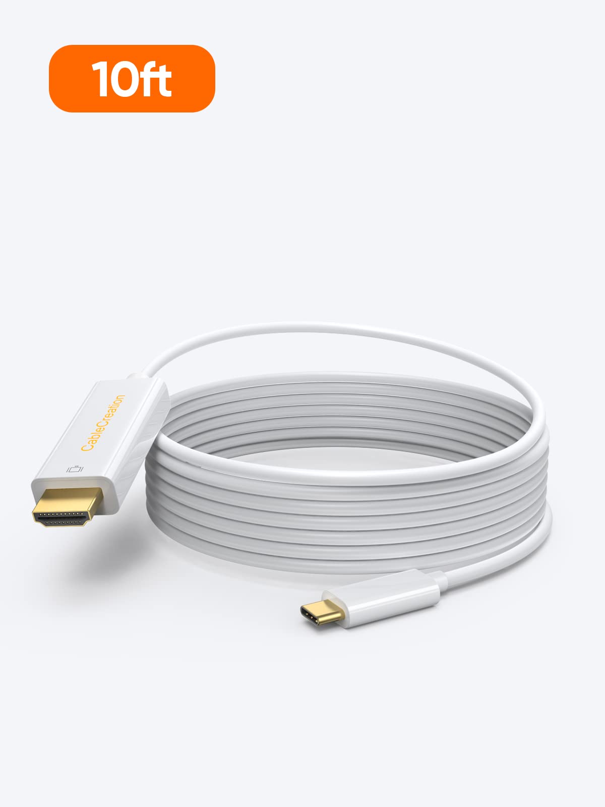 CableCreation Long USB C to HDMI Cable 10FT 4K@30Hz Compatible with Thunderbolt 3/4 for Home Office, Male to Male Type C HDMI Cable, White