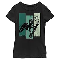 Marvel girls Marvel Classic Popp Cat Short Sleeve Tee T Shirt, Black, X-Small US