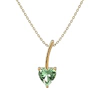 Certified Classic Birthstone Necklace in 10K White/Yellow/Rose Gold with Heart Shape Solitaire Gemstone in 3 Prong Holder Pendant Necklace for Women | Birthstone Jewelry for Her (2 Cttw)