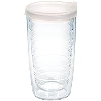 Tervis Clear & Colorful Lidded Made in USA Double Walled Insulated Tumbler Travel Cup Keeps Drinks Cold & Hot, 16oz, Clear Lid