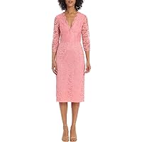 Maggy London Women's V-Neck Knee Length Dress with Lace Edge Details