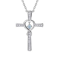 925 Sterling Silver Birthstone Pearl Infinity Cross/Infinity Symbol Pendant Necklace for Women (with Gift Box)