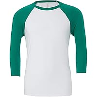 Canvas Mens 3/4 Sleeve Baseball T-Shirt (XS) (White/Kelly Green)