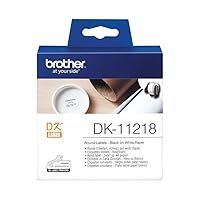 Brother DK-11218 Label Roll, Round Labels, Black on White, 1000 Labels, 24 mm, Brother Genuine Supplies