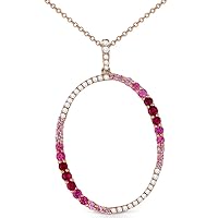 14K Rose Gold Round Shape .72ct Pink Sapphire & .15ct White Diamond Pendant Necklace