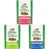 Greenies Feline Pill Pockets Variety Pack Bundle- Salmon, Catnip and Tuna & Cheese Flavored Cat Treats (135 Treats)