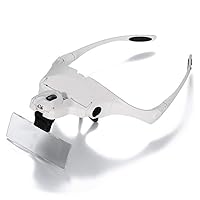 Loupes,Headhand Magnifier Glasses 4 Pairs Hd Lens 1X 1.5X 2X 2.5X 3.5X with Ledp Readiillumination Magnifyiglass The Gift