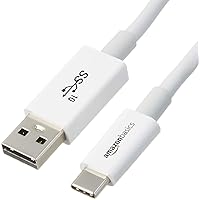Amazon Basics USB-C to USB-A 3.1 Gen 2 Adapter Fast Charger Cable, 10Gbps High-Speed, USB-IF Certified, for Apple iPhone 15, iPad, Samsung Galaxy, Tablets, Laptops, 3 Foot, White