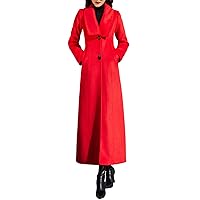 PENER Women's Winter Red Charming Thick Wool Jacket Outwear Long Trench Coat Woolen Coat