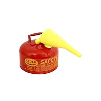 Eagle UI-20-FS Red Galvanized Steel Type 1 Gasoline Safety Can with Funnel, 2 gallon Capacity, 9.5