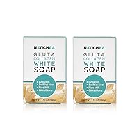 Glutathione Collagen White Soap for Face, Skin Brightening & Body Moisturizers with Rice Milk and Coconut Oil, Reduce Wrinkles, Freckles & Acne-Firm for Women Dry Skin, Cruelty Free, 3.52 Oz (2 Pack)