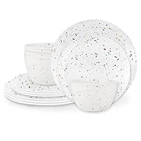 Zak Designs Melamine Dinnerware Set, 12-Piece, Service for 4, Confetti (Eggshell White)