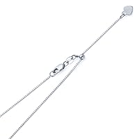 The World Jewelry Center 14k White Gold Solid 0.8mm Box Length Adjustable Chain Necklace with Lobster Claw Clasp - 20