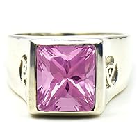 Mens Bold Ring 925 Sterling Silver Gemstone Choose Your Color Wedding Engagement statement Ring Solitaire Jewellery Ring Size 4, 5, 6, 7, 8, 9, 10, 11, 12, 13