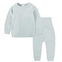 Toddler Boy Shirt and Tie Set Toddler Kids Baby Boy Girl Clothes Unisex Solid Sweatsuit Long (Light Blue, 9-12 Months)