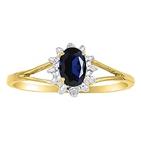 Rylos Rings For Women 14K Yellow Gold - September Birthstone Ring Sapphire 6X4MM Color Stone Gemstone Jewelry For Women Gold Ring