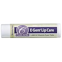 E-Gem Lip Care, Vitamin E Lip Balm, 1000 IU Vitamin E, Moisturizing & Nourishing Lip Balm Stick, Shea Butter, Beeswax, and Aloe, Soften & Hydrate Lips, Lip Balm with Vitamin E, 0.15 oz