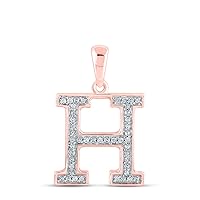 The Diamond Deal 10kt Rose Gold Womens Round Diamond Initial H Letter Pendant 1/10 Cttw