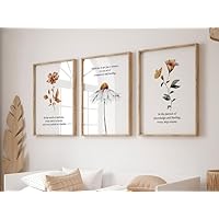 3 Pieces In The World Of Medicine Every Case Is A Lesson Canvas Art Prints Flower Poster Painting Wall Pictures Hippocrates Quotes Artwork for Medical Aesthetic Doctor Office Nurse Office Decor
