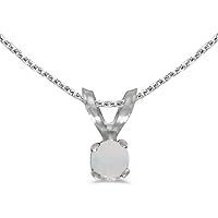 14k White Gold Round Opal Pendant (chain NOT included)