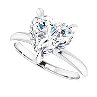 JEWELERYIUM 3 CT Heart Cut Colorless Moissanite Engagement Ring, Wedding/Bridal Ring Set, Halo Style, Solid Sterling Silver, Anniversary Bridal Jewelry, Best Ring for Wife