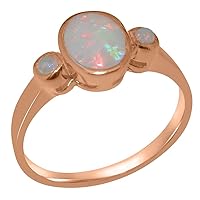 Solid 10k Rose Gold Natural Opal Womens Trilogy Ring - Sizes 4 to 12 Available