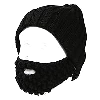 YEKEYI Winter Warm Funny Knit Hat Beard Facemask Handmade Knit Hat and Removable Beard