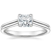 1 CT Radiant Cut Colorless Moissanite Engagement Ring, Wedding/Bridal Ring Set, Solitaire Halo Style, Solid Sterling Silver Vintage Antique Anniversary Promise Rings Gift for Her