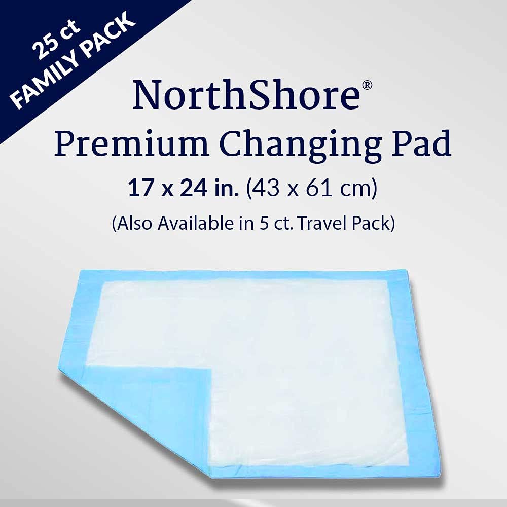 NorthShore Premium Quilted 17 x 24, 8 oz. Baby Changing Pads, Small, Pack/25
