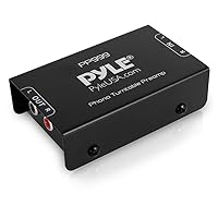 Pyle Phono Turntable Preamp - Mini Electronic Audio Stereo Phonograph Preamplifier with RCA Input, RCA Output & Low Noise Operation Powered by 12 Volt DC Adapter - PP999 , Black