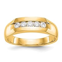 14K Yellow Gold 5-Stone Natural Diamond Men's Channel Band
