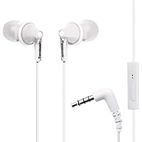 Panasonic ErgoFit Wired Earbuds, In-Ear Headphones with Microphone and Call Controller, Ergonomic Custom-Fit Earpieces (S/M/L), 3.5mm Jack for Phones and Laptops - RP-TCM125-W (White)
