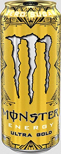 Monster Energy Ultra Zero Sugar Energy Drinks 16 ounce cans (Ultra Gold, 4 Cans)