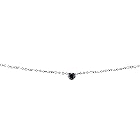 Kobelli Black Diamond Bezel Necklace 1/6 Carat, 14k White Gold, Adjustable 13 14 15 Inch