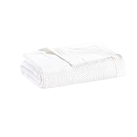 Madison Park Egyptian Cotton Luxury Blanket White 66x90 Twin Size Knit Premium Soft Cozy 100% Cerified Egyptian Cotton For Bed, Couch or Sofa