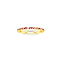 1.00 Ctw Round Cut Lab Created Pink Ruby Half Eternity Engagement Wedding Band Womens Ring 14K Yellow Gold Plated