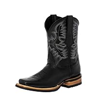 Texas Legacy Mens Black Western Leather Cowboy Boots Rodeo Wear Square Toe