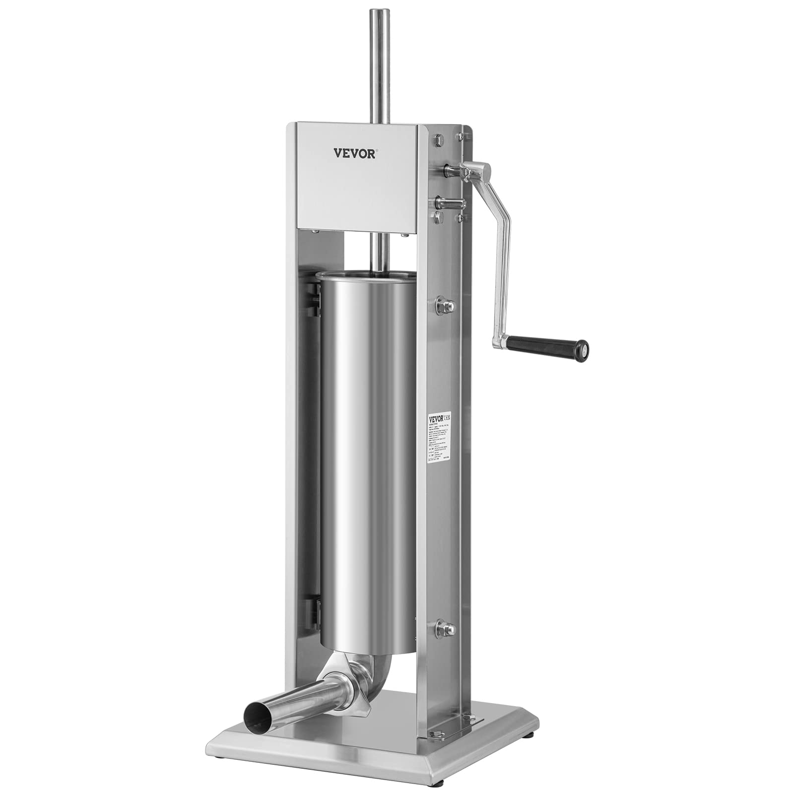 VEVOR Two Speed 304 Stainless Steel Vertical Stuffer Sausage Filling Machine with 4 Stuffing Tubes, 15LBS/7L Capacity, Silver