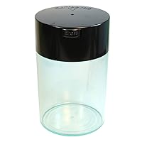1LB – Patented Airtight Container with Degassing Valve | Multi-use Vacuum Container Works as Smell Proof Containers for Ground Coffee and Coffee Bean Containers. Black Cap and Clear Body