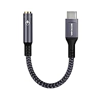 USB C to 3.5mm Audio Adapter, USB Type C Headphone Jack Adapter, Bezokable Nylon-Braided HiFi Sound USB C to Aux Audio Dongle Cable Cord for Samsung Galaxy S22 S21 and More - Black
