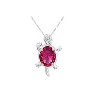 Jewel Zone US Turtle Pendant Necklace in 14k White Gold Over Sterling Silver, 18