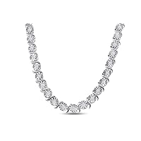 1/2 Carat Miracle Set Round Cut White Natural Diamond S Tennis Necklace Jewelry For Men & Women in 14k Gold Over Sterling Silver (0.50 Cttw, Color- I-J, Clarity- I2-I3) 17 inches