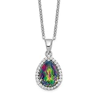 925 Sterling Silver Spring Ring Polished Created Mystic Topaz and CZ Cubic Zirconia Simulated Diamond Necklace 18 Inch Jewelry for Women